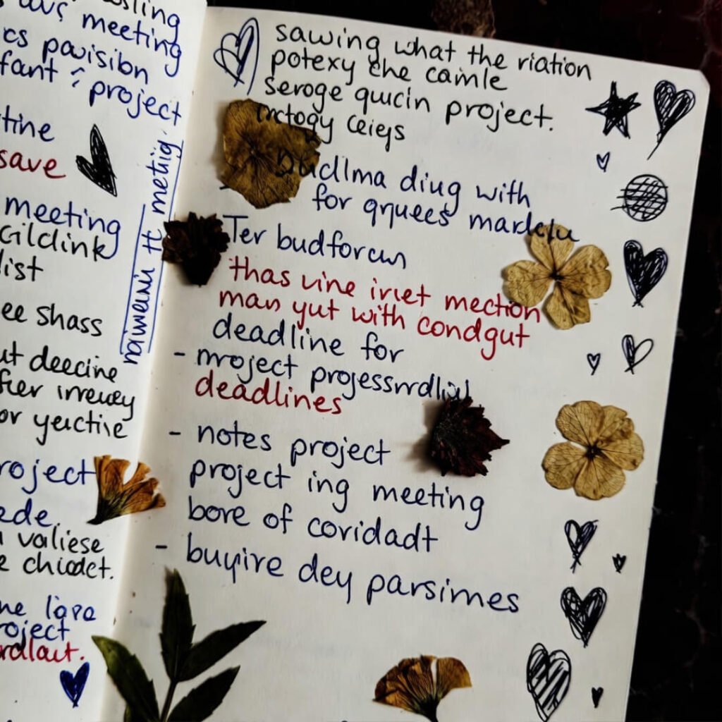 Broken mirror with soft smile, spilled tea, curious tabby.