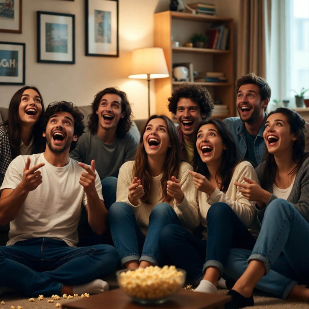 Woman deep breathing with tea and floating lantern.