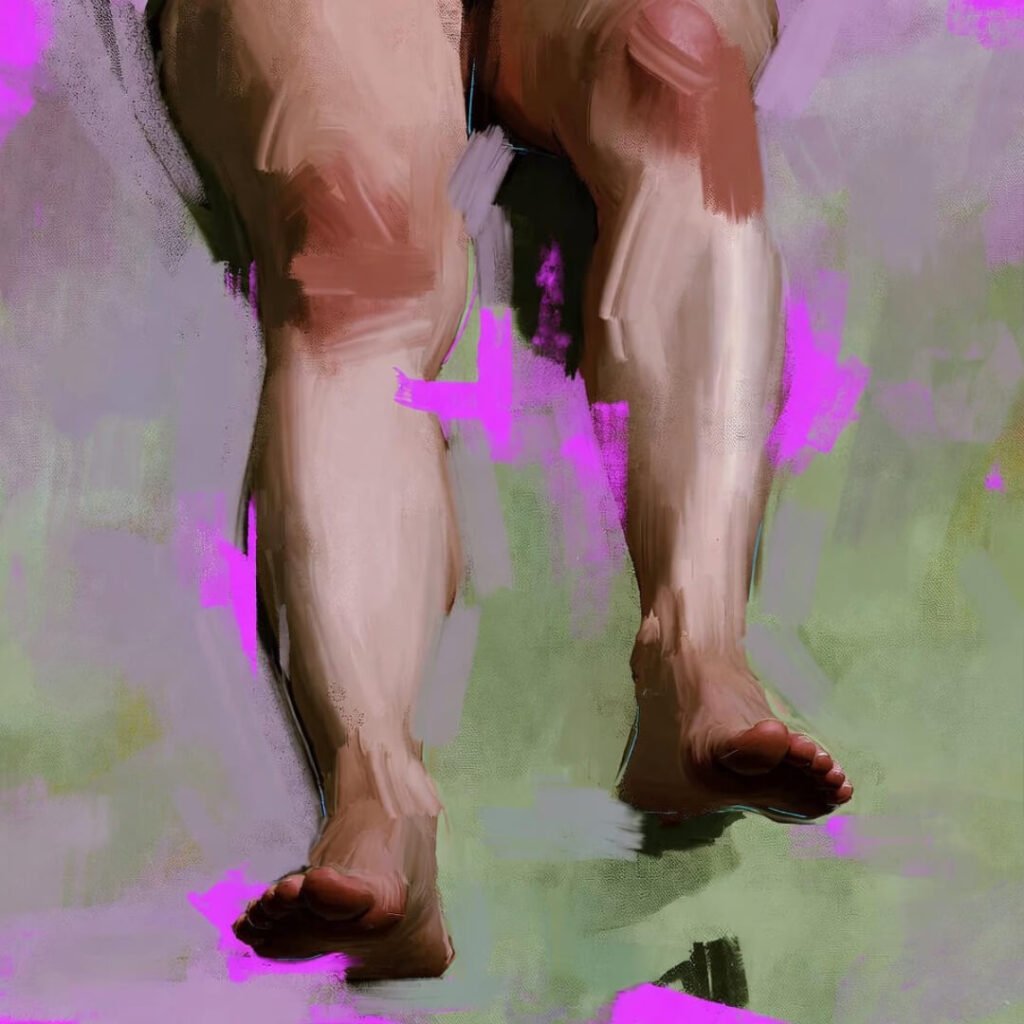 Close-up of numb foot during failed meditation attempt